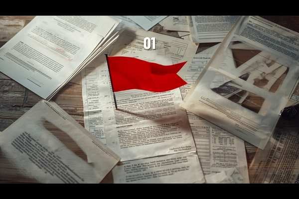 Warning icon over paperwork representing red flags of a predatory probate advance provider