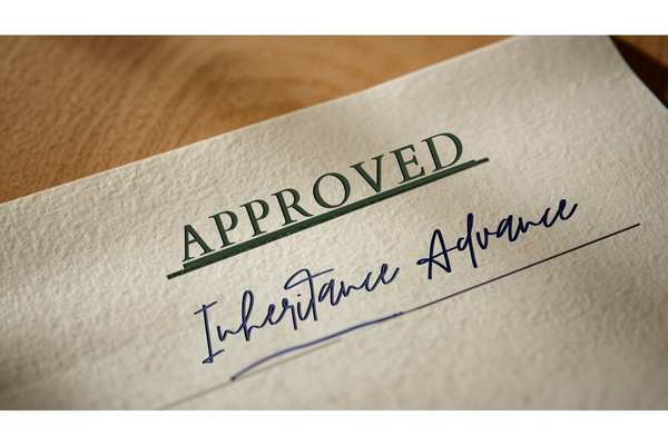 Approved document and check representing a funded inheritance advance