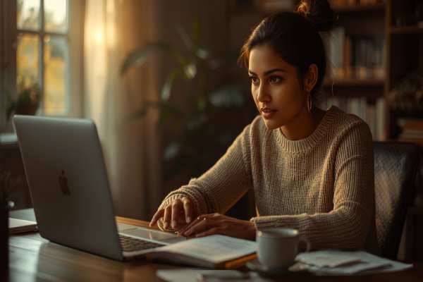 Person uploading documents on a computer representing e-filing probate court documents
