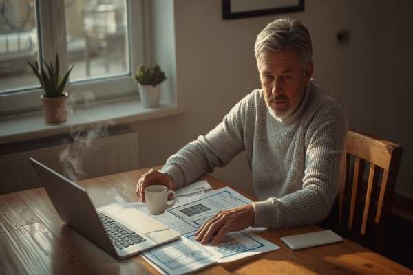 Person reviewing financial paperwork at home representing accessing an inheritance advance during probate