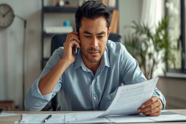 Person on the phone asking a probate advance company questions about terms