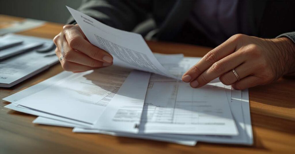 Person comparing paperwork from different probate advance companies