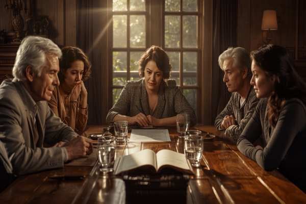 Family meeting together representing heirs discussing who will be appointed estate administrator