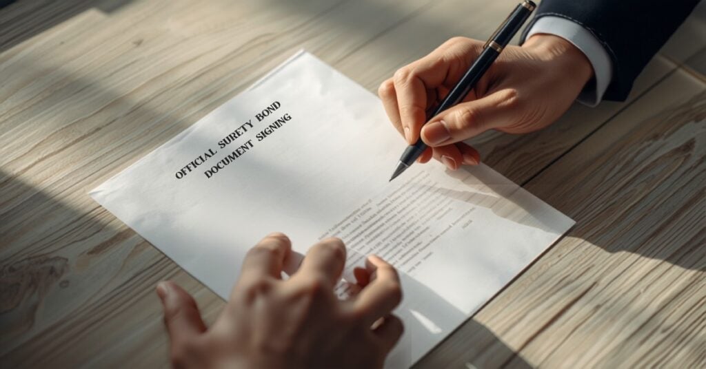 Official probate bond document being signed by an executor