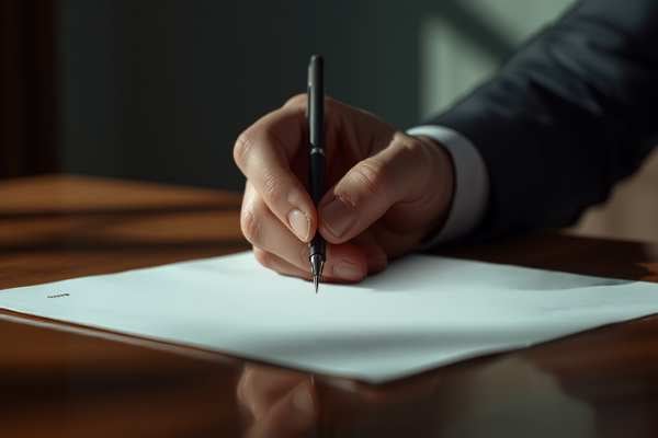 Person signing a legal document representing executing a valid will under California law