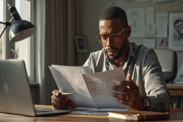 Man reviewing a document checklist representing the steps in the California probate process