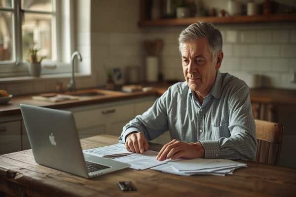 Person reviewing financial paperwork at home representing accessing an inheritance advance during probate