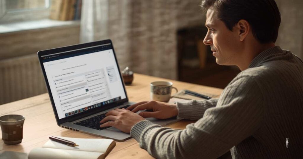 Person searching for court case information online representing a probate case lookup