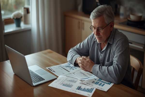 Person reviewing financial paperwork at home representing accessing an inheritance advance during probate