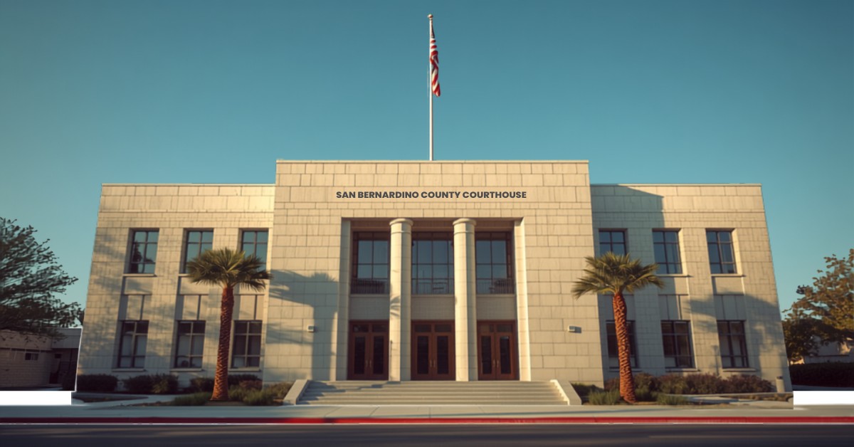 San Bernardino County courthouse building where probate cases are filed and heard
