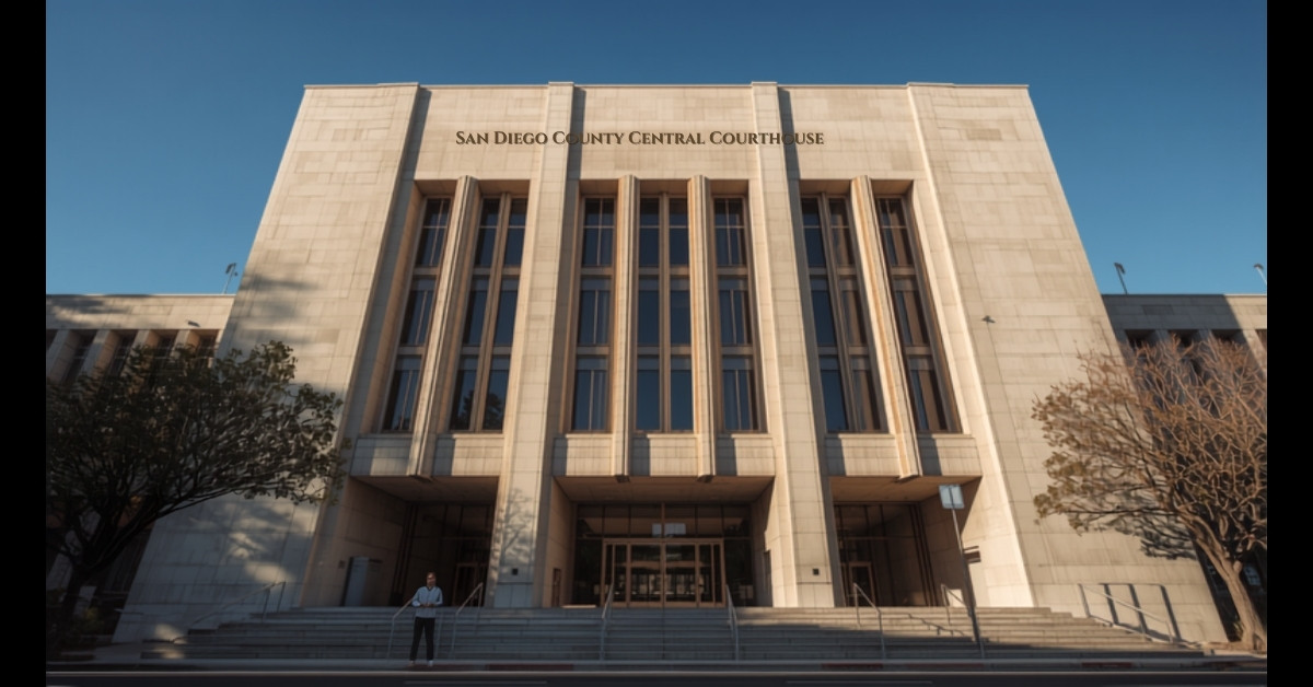 San Diego County Central Courthouse building where probate cases are filed and heard