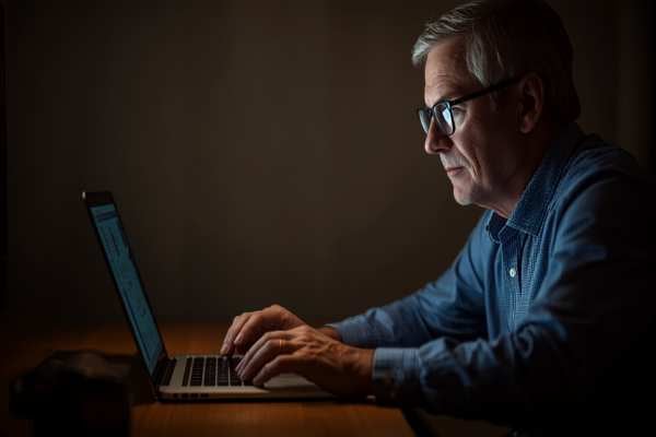 Person looking up probate case information online