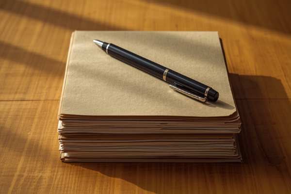 Stack of legal folders and documents representing probate paperwork