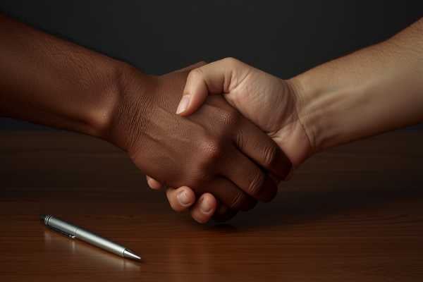 Handshake over a desk