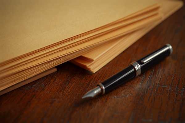 Stack of file folders with a fountain pen