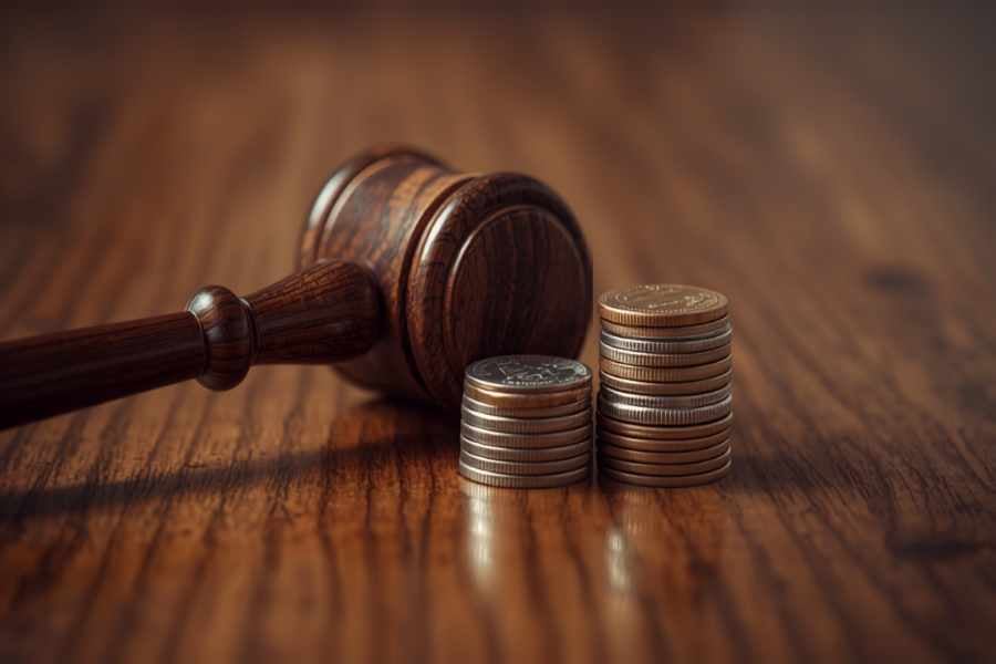 Gavel and coin stacks representing statutory personal representative compensation