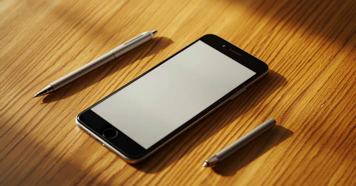 Smartphone with blank screen on a wooden desk representing fast probate advance funding