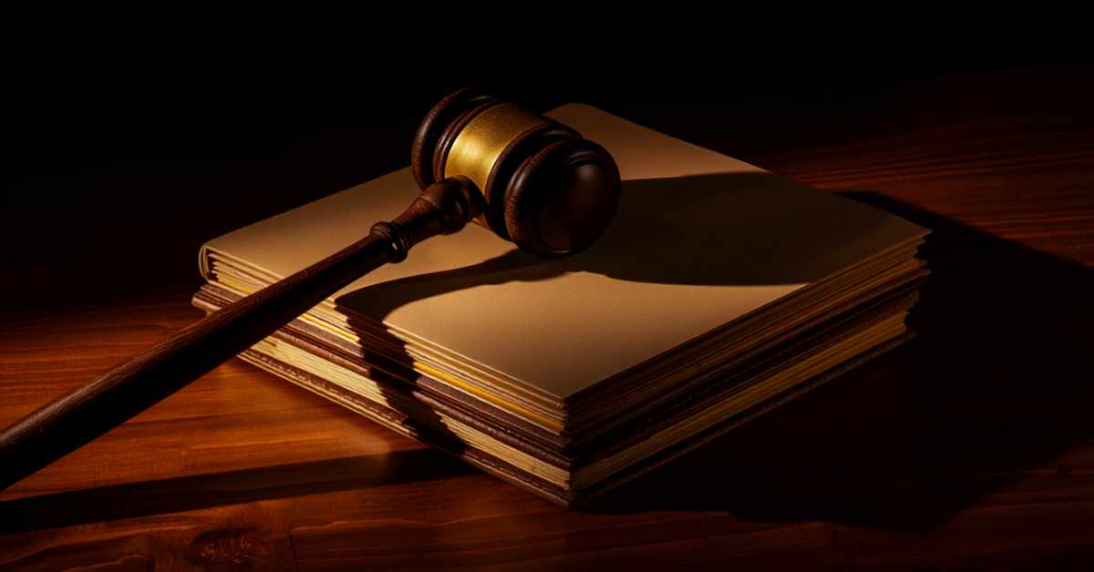 Gavel resting on stacked legal documents representing Modoc County probate court