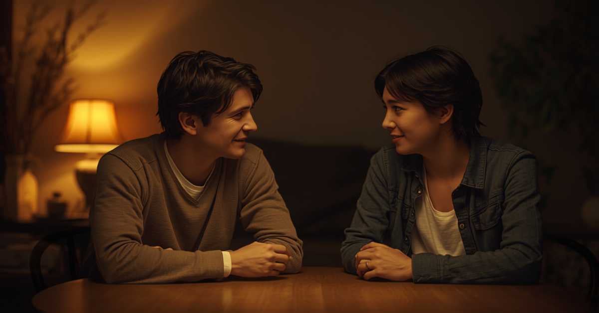 Two siblings sitting together in conversation, representing inheritance rights discussion